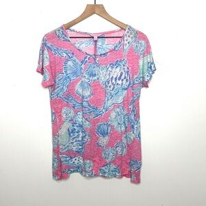 Lilly Pulitzer Pink and Blue Short Sleeve Tee